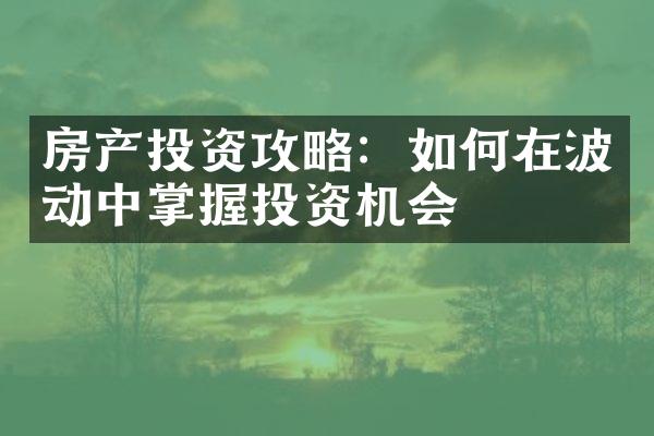 房产投资攻略：如何在波动中掌握投资机会