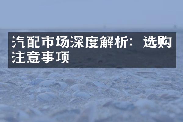 汽配市场深度解析：选购注意事项