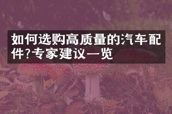 如何选购高质量的汽车配件?专家建议一览