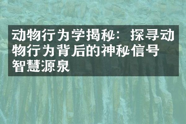 动物行为学揭秘：探寻动物行为背后的神秘信号与智慧源泉