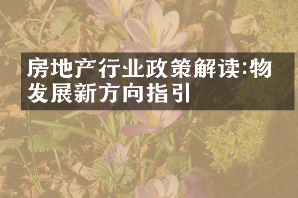 房地产行业政策解读:物业发展新方向指引
