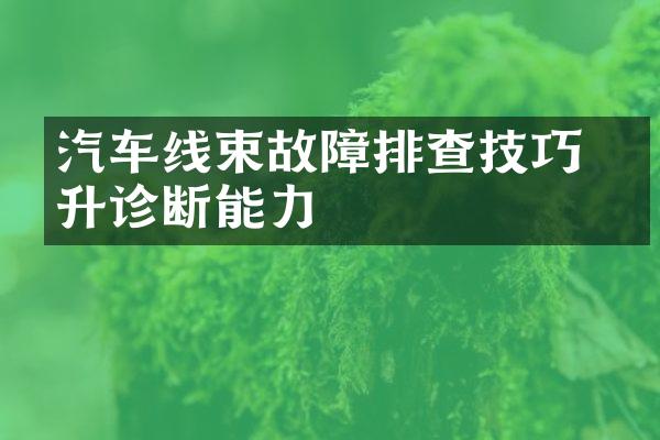 汽车线束故障排查技巧 提升诊断能力