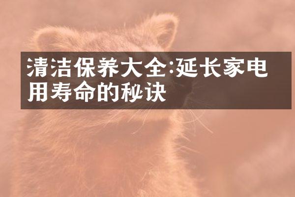 清洁保养大全:延长家电使用寿命的秘诀