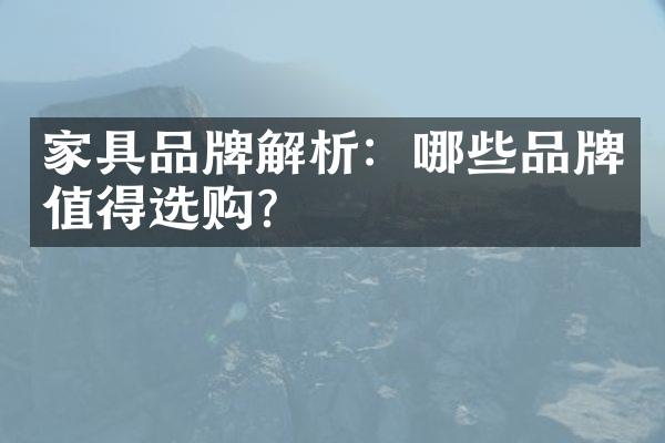家具品牌解析：哪些品牌值得选购？