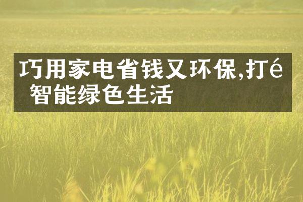 巧用家电省钱又环保,打造智能绿色生活