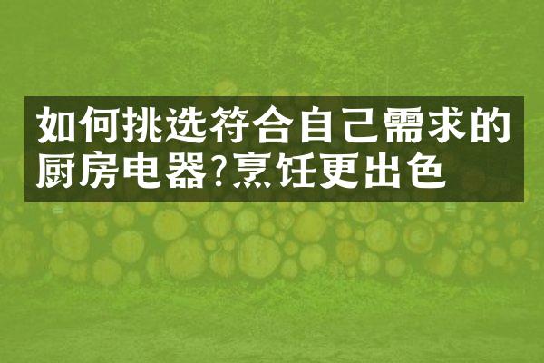 如何挑选符合自己需求的厨房电器?烹饪更出色