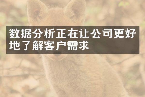 数据分析正在让公司更好地了解客户需求