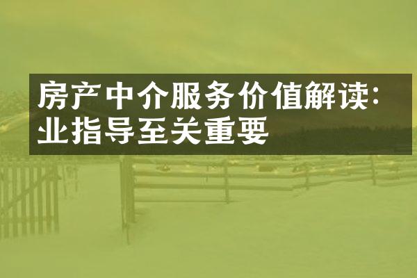 房产中介服务价值解读:专业指导至关重要