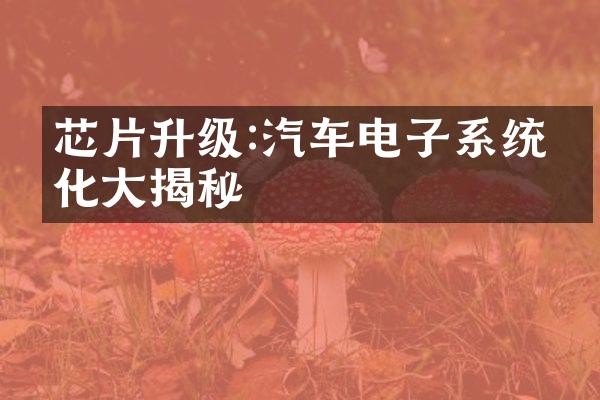 芯片升级:汽车电子系统优化大揭秘