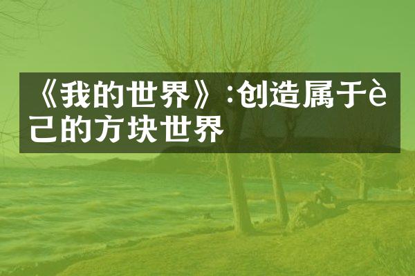 《我的世界》:创造属于自己的方块世界