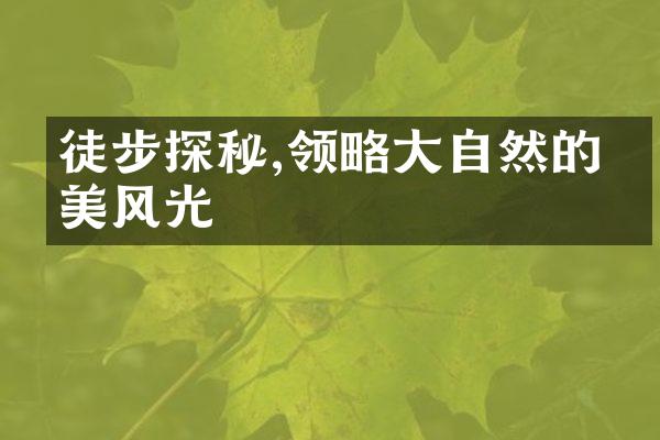 徒步探秘,领略大自然的绝美风光