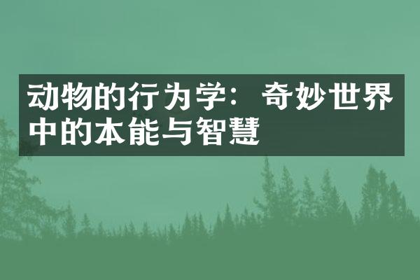 动物的行为学：奇妙世界中的本能与智慧