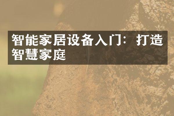 智能家居设备入门：打造智慧家庭