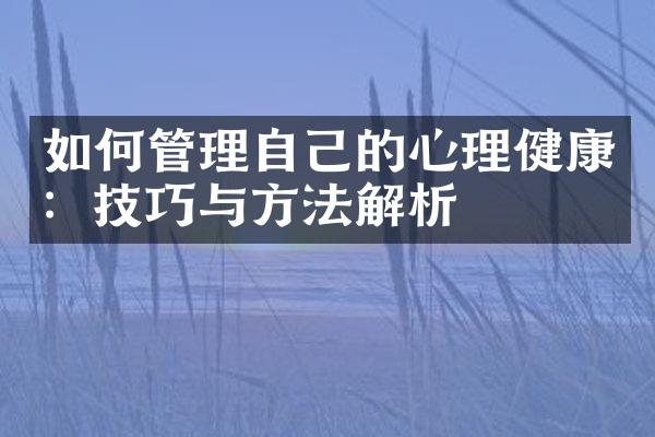 如何管理自己的心理健康：技巧与方法解析