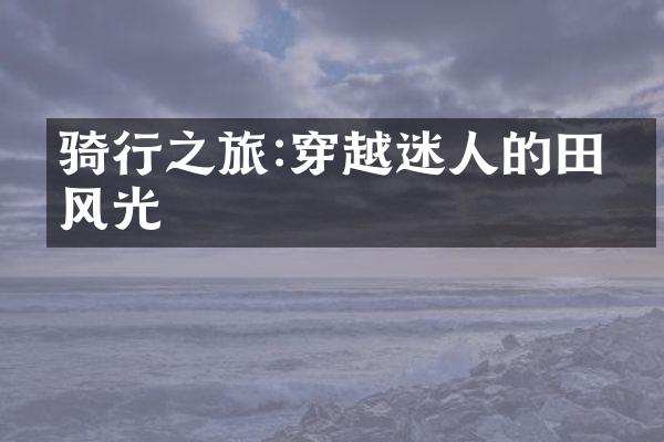 骑行之旅:穿越迷人的田园风光