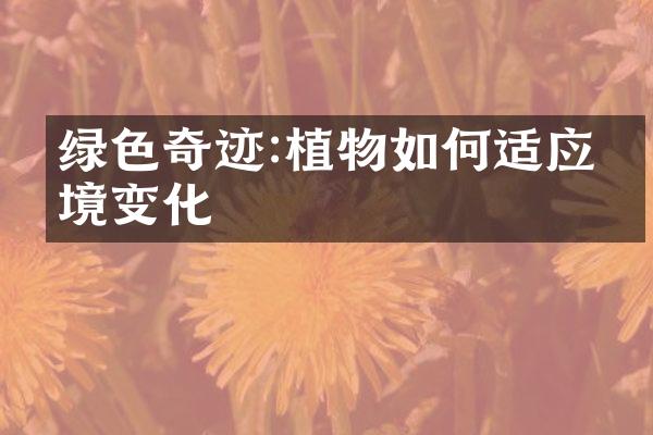 绿色奇迹:植物如何适应环境变化