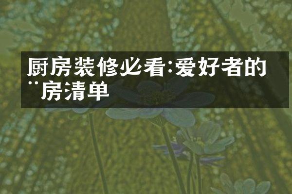 厨房装修必看:爱好者的厨房清单