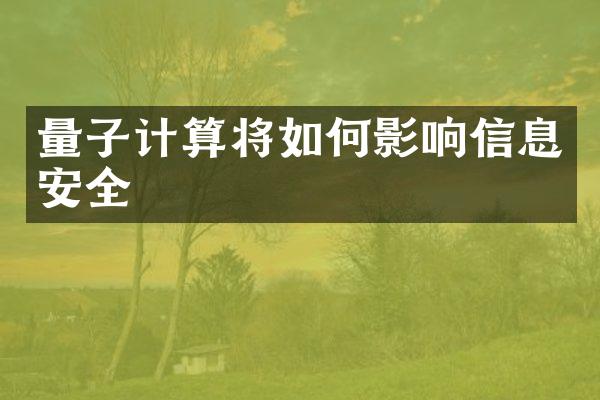 量子计算将如何影响信息安全