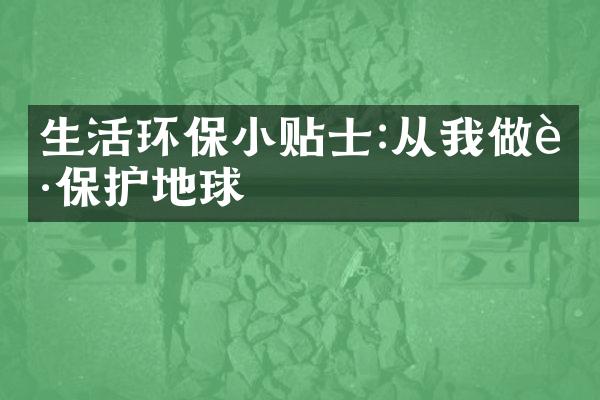 生活环保小贴士:从我做起保护地球