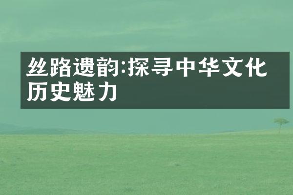 丝路遗韵:探寻中华文化的历史魅力