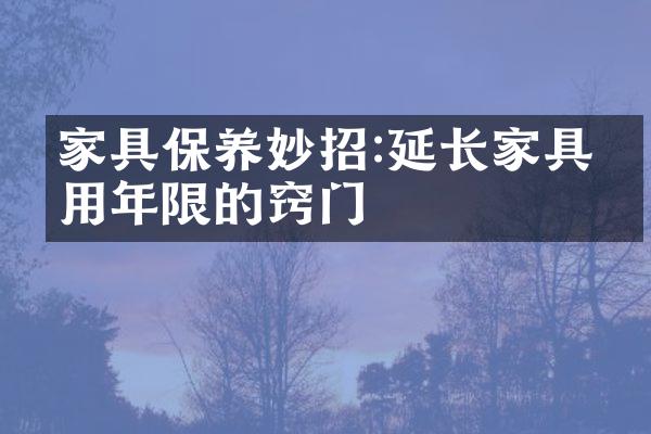 家具保养妙招:延长家具使用年限的窍门