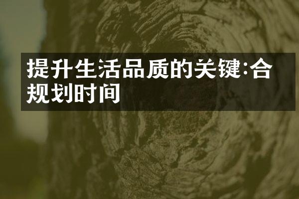 提升生活品质的关键:合理规划时间
