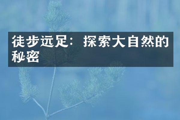 徒步远足：探索大自然的秘密