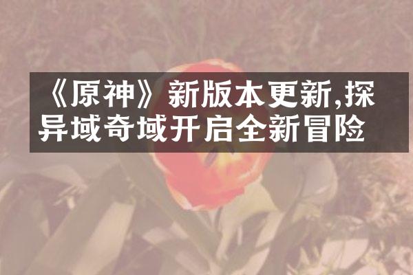 《原神》新版本更新,探索异域奇域开启全新冒险