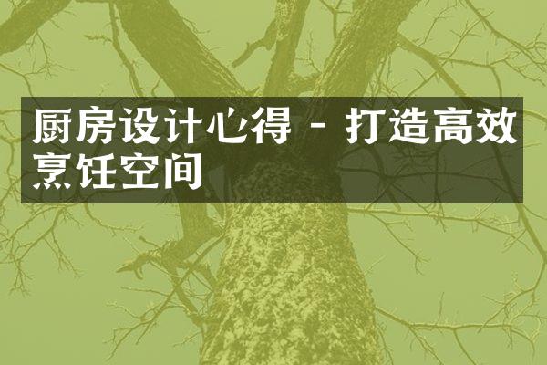 厨房设计心得 - 打造高效烹饪空间