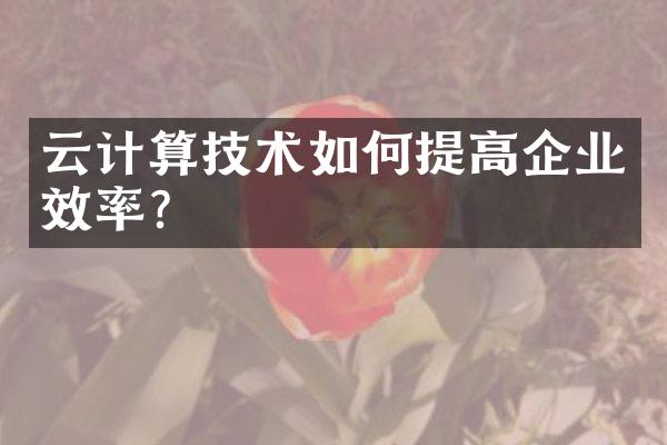 云计算技术如何提高企业效率?
