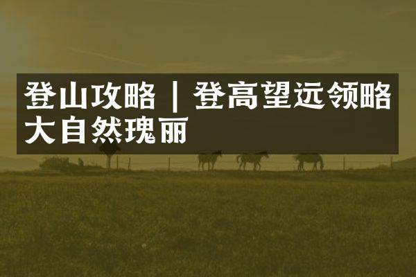 登山攻略 | 登高望远领略大自然瑰丽