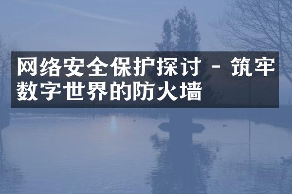 网络安全保护探讨 - 筑牢数字世界的防火墙