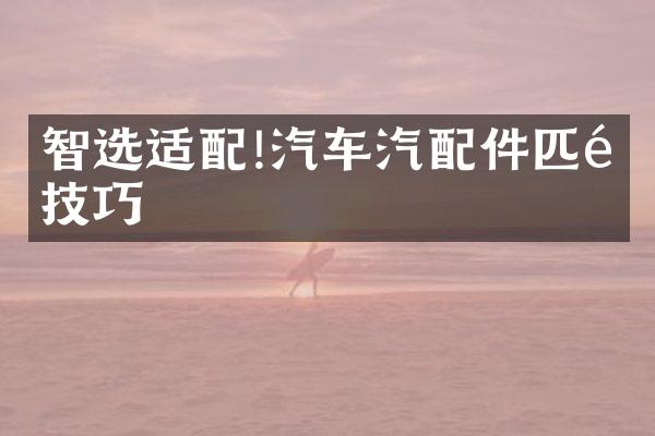 智选适配!汽车汽配件匹配技巧