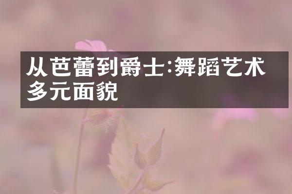 从芭蕾到爵士:舞蹈艺术的多元面貌