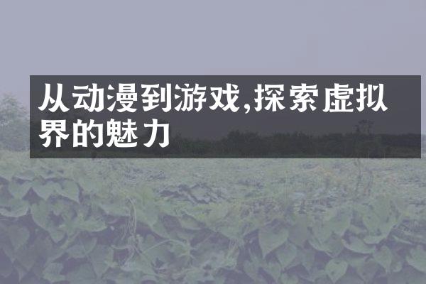 从动漫到游戏,探索虚拟世界的魅力