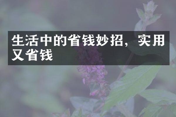 生活中的省钱妙招，实用又省钱