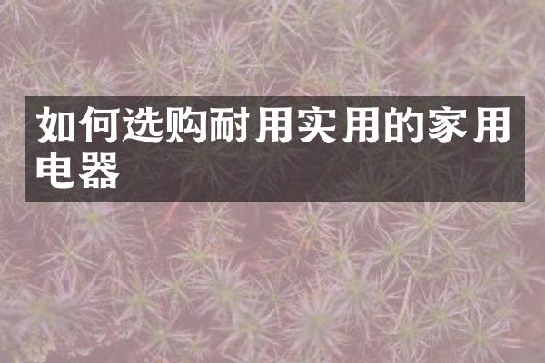 如何选购耐用实用的家用电器