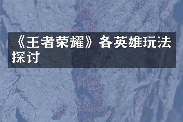 《王者荣耀》各英雄玩法探讨