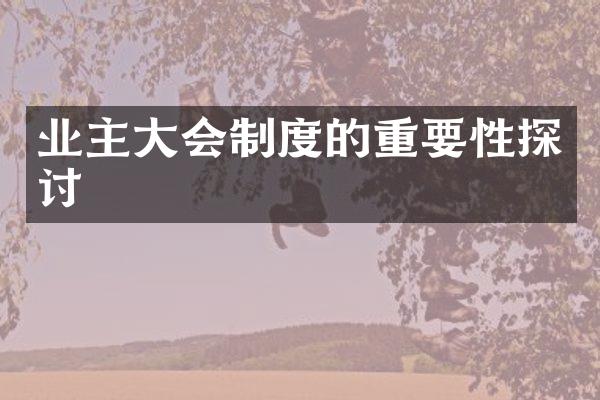 业主大会制度的重要性探讨
