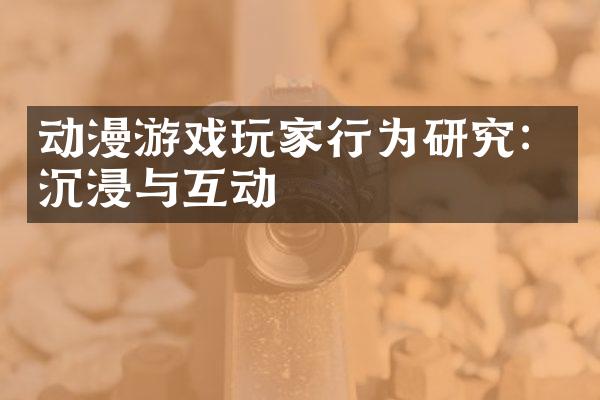 动漫游戏玩家行为研究：沉浸与互动