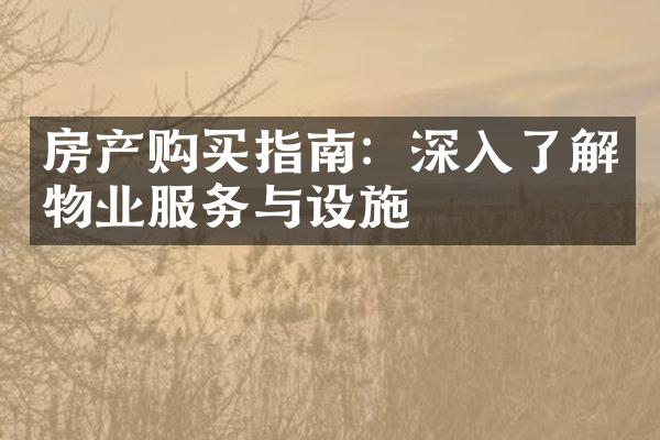 房产购买指南：深入了解物业服务与设施