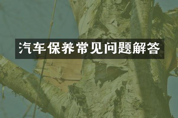 汽车保养常见问题解答