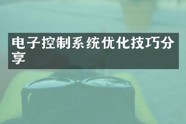 电子控制系统优化技巧分享