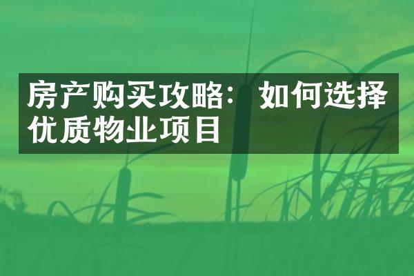 房产购买攻略：如何选择优质物业项目