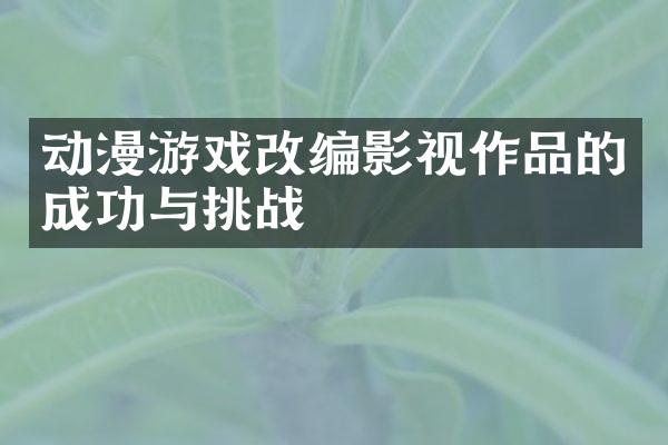 动漫游戏改编影视作品的成功与挑战