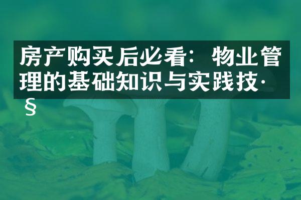 房产购买后必看：物业管理的基础知识与实践技巧