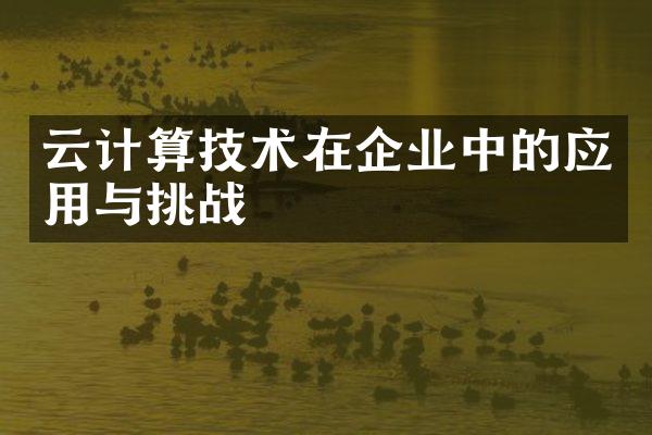 云计算技术在企业中的应用与挑战