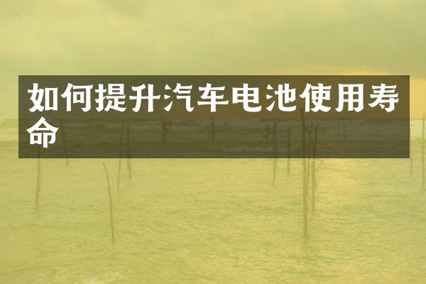 如何提升汽车电池使用寿命