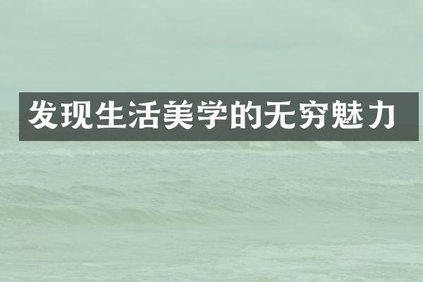 发现生活美学的无穷魅力