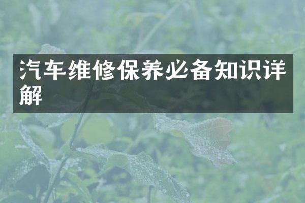 汽车维修保养必备知识详解
